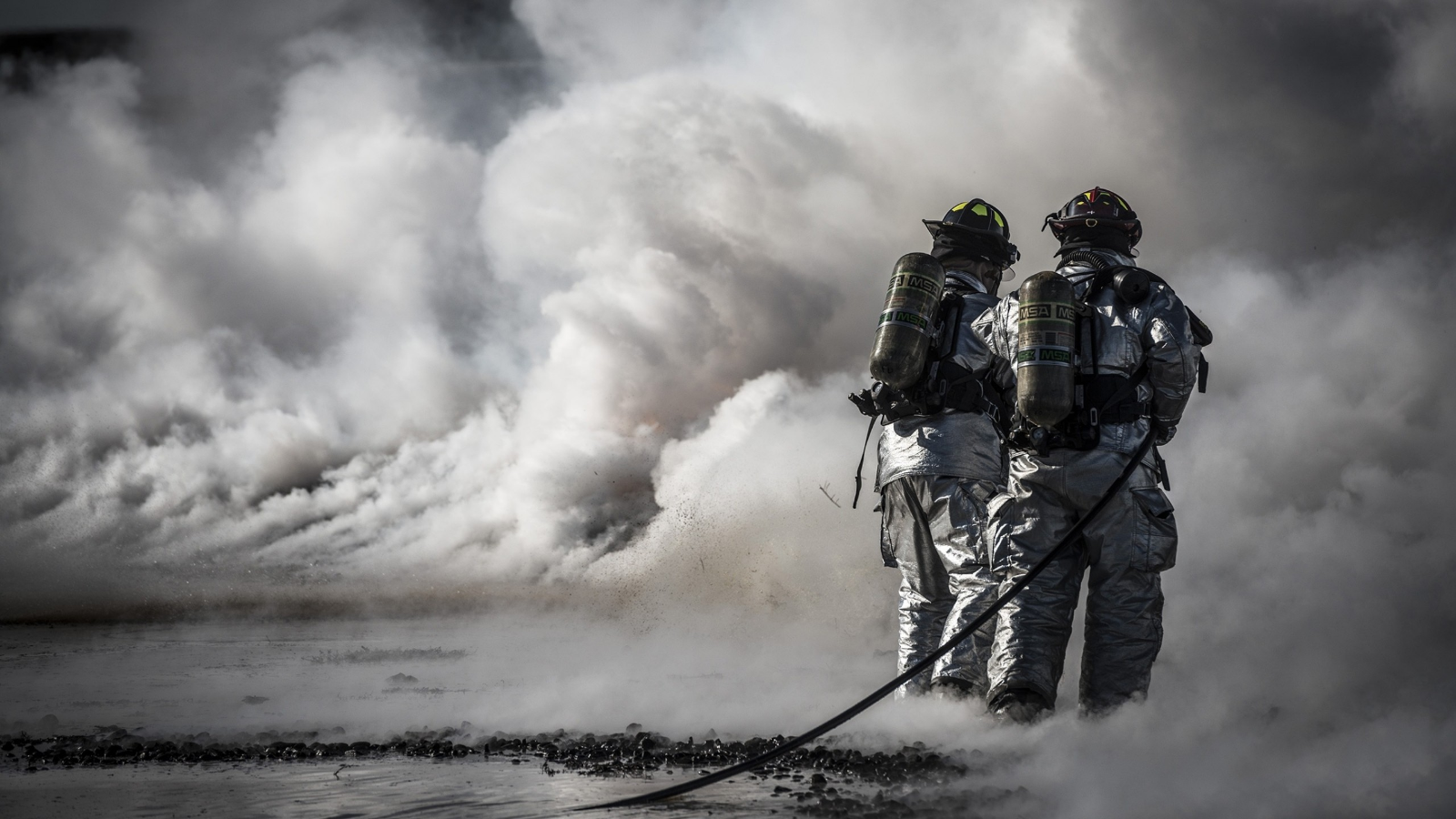 Firefighters in action